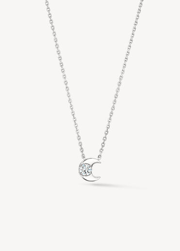 Charmed Half Moon 鑽石項鏈, 18K 白金 Charmed Half Moon 鑽石項鏈, 18K 白金, large