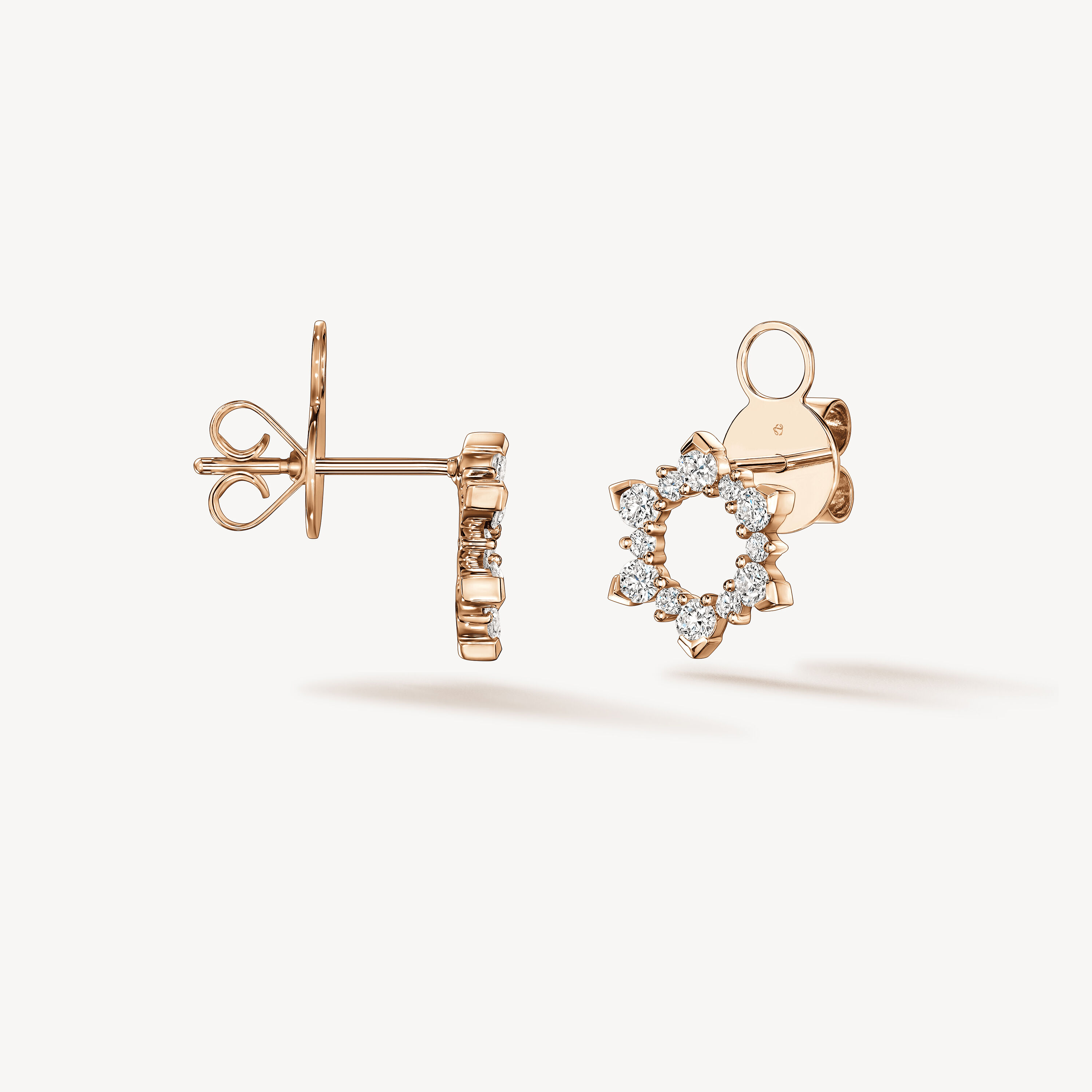 Aerial Open Sunburst 鑽石耳環（小）, 18K 玫瑰金, large