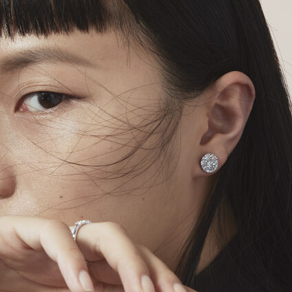 Tessa Circle 鑽石耳環, 18K 玫瑰金, large