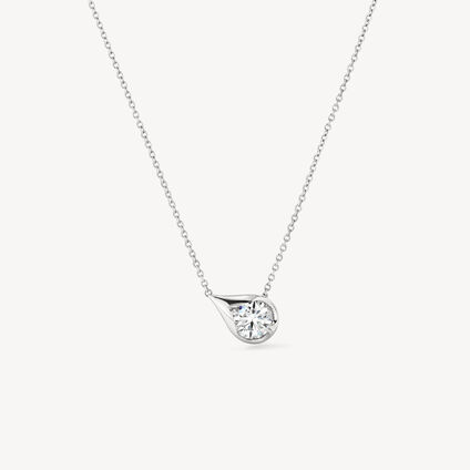 LU Droplet 鑽石項鏈, 18K 白金, large