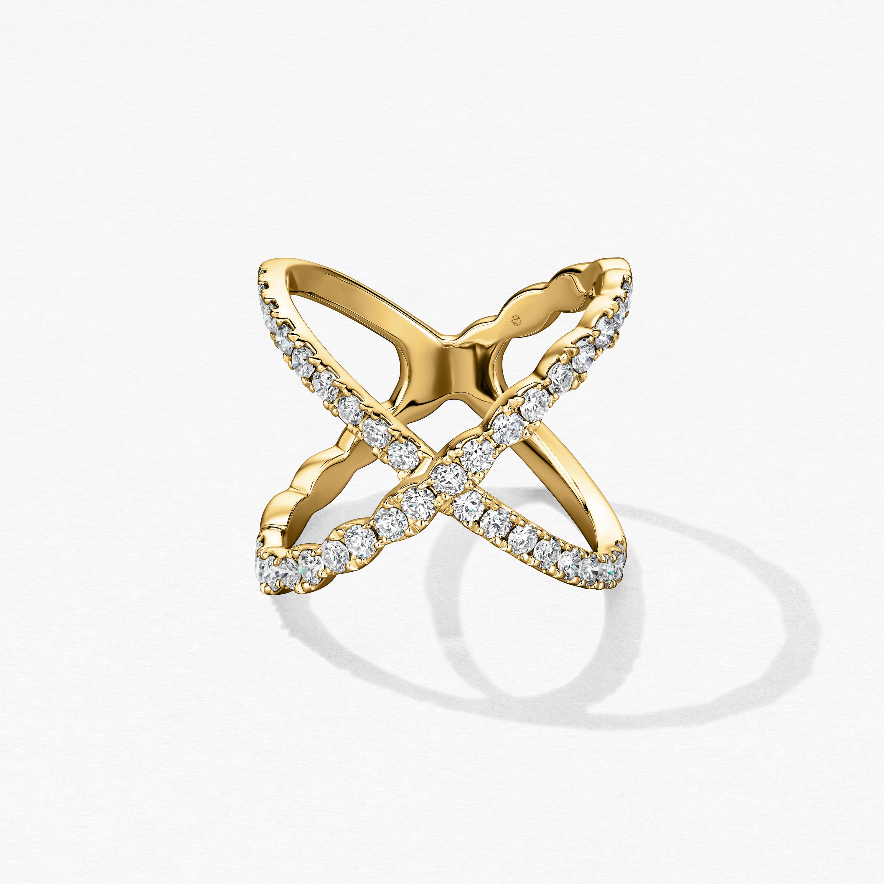 Lorelei Criss Cross 鑽石戒指, 18K 黄金, large