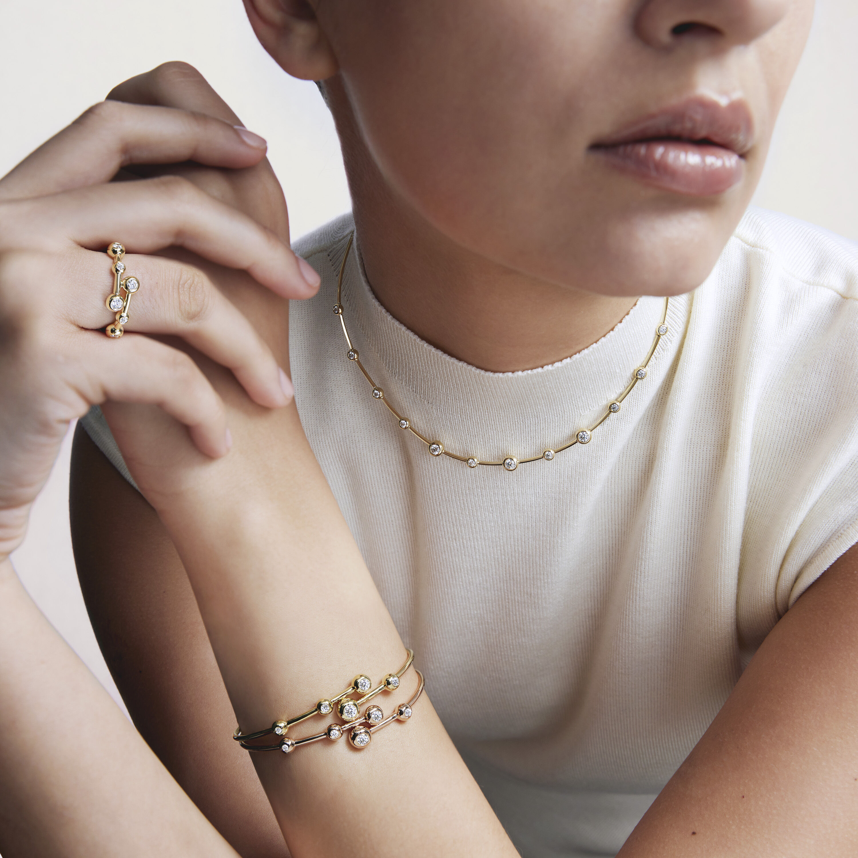 DREAM FLOATING FLEXI BANGLE, 18K Rose Gold, large