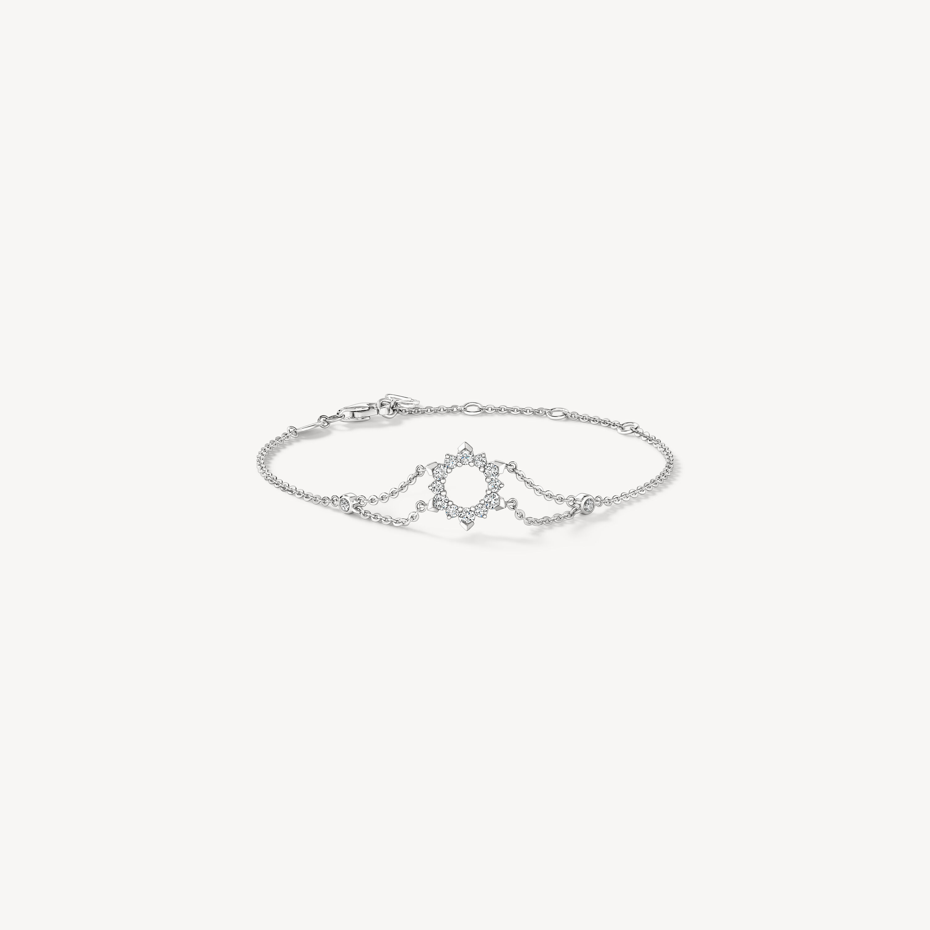 Aerial Open Sunburst Bracelet, 18K White Gold, large