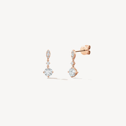 Aerial Petite Drop 鑽石耳環, 18K 玫瑰金, large