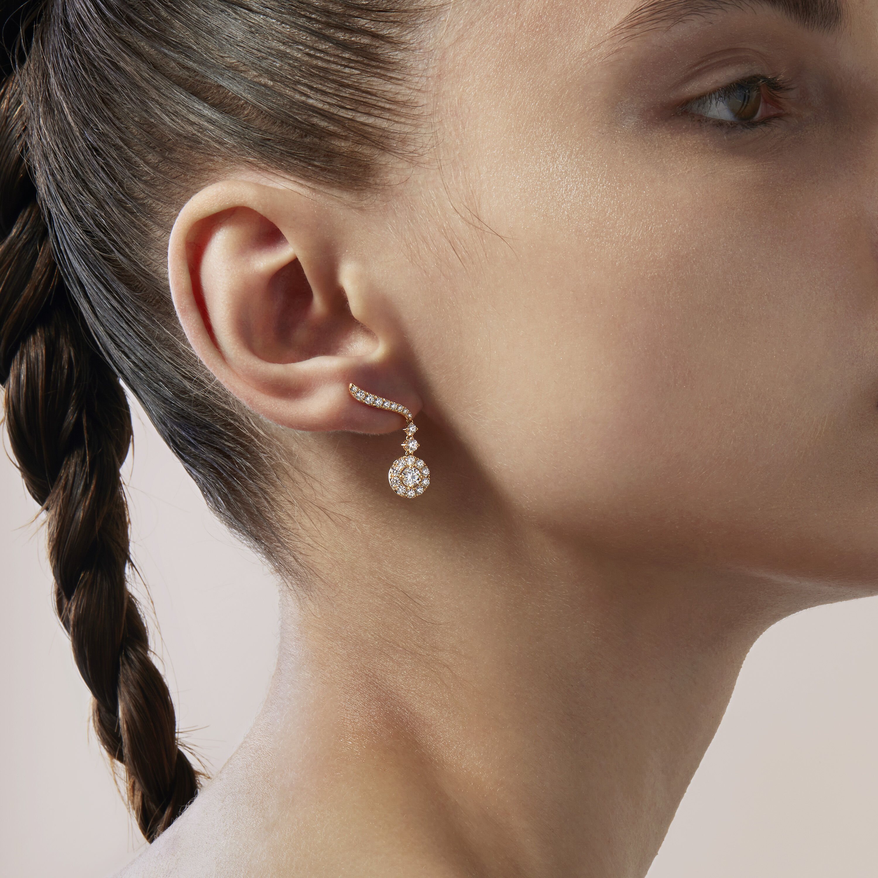 Vela Drop 鑽石耳環, 18K 黄金, large