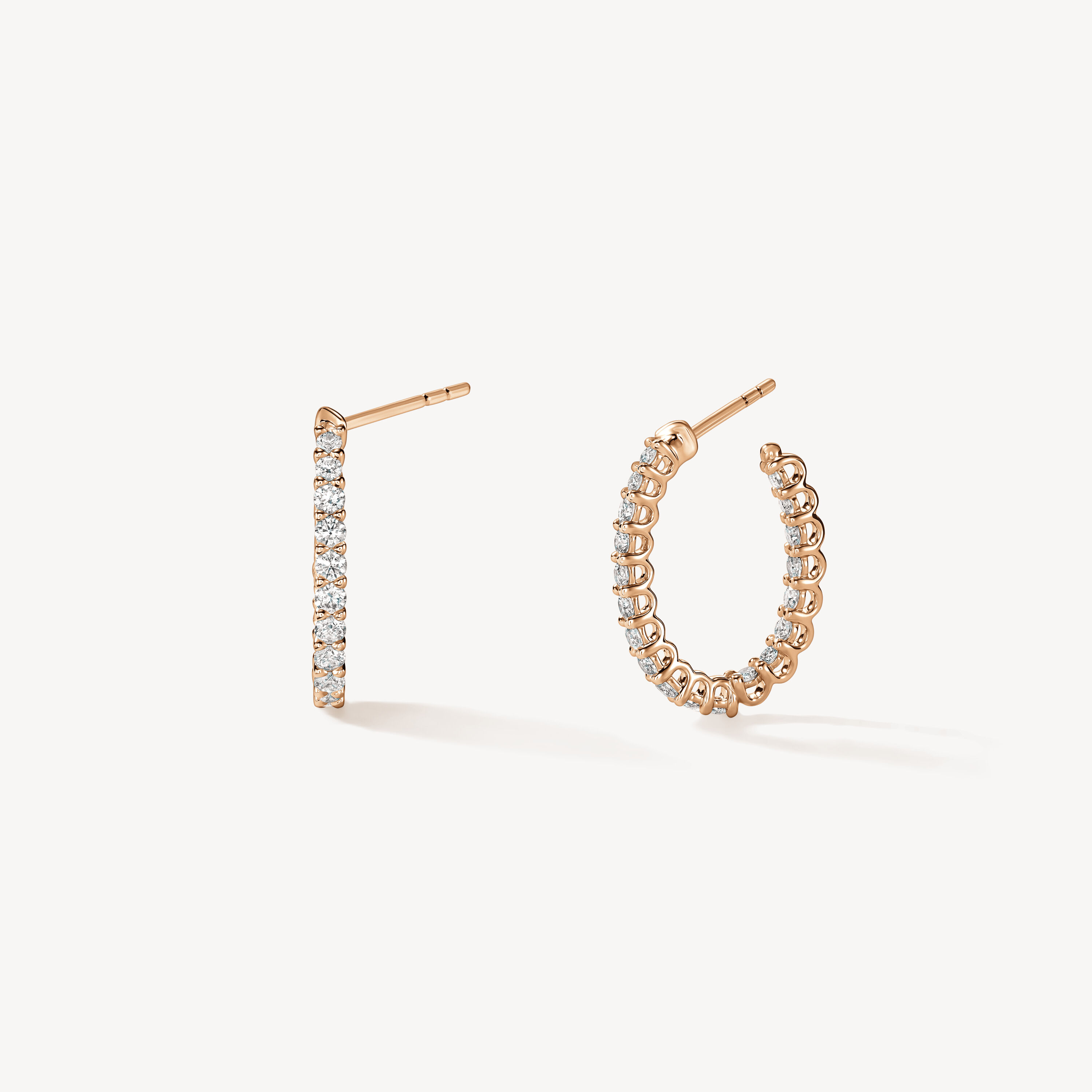 Signature Oval 鑽石耳環, 18K 玫瑰金, large