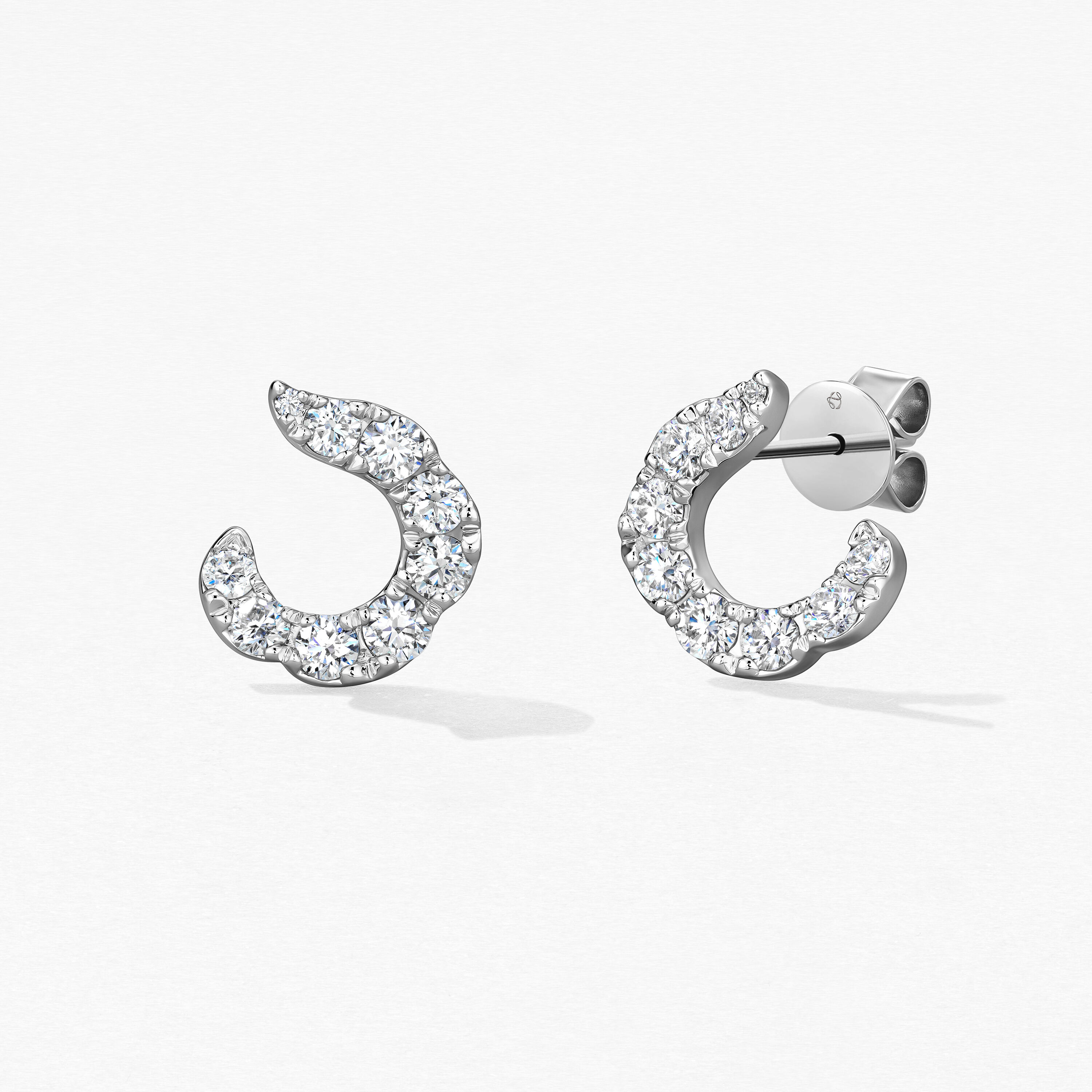 Lorelei Crescent 鑽石耳環, 18K 白金, large