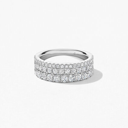 Grace Triple Row Ring, 18K White Gold, large