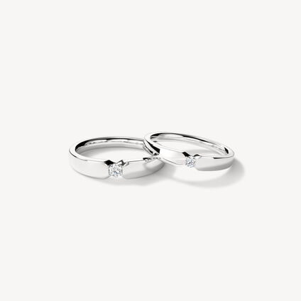 Diagonal結婚對戒, 18K 白金, large