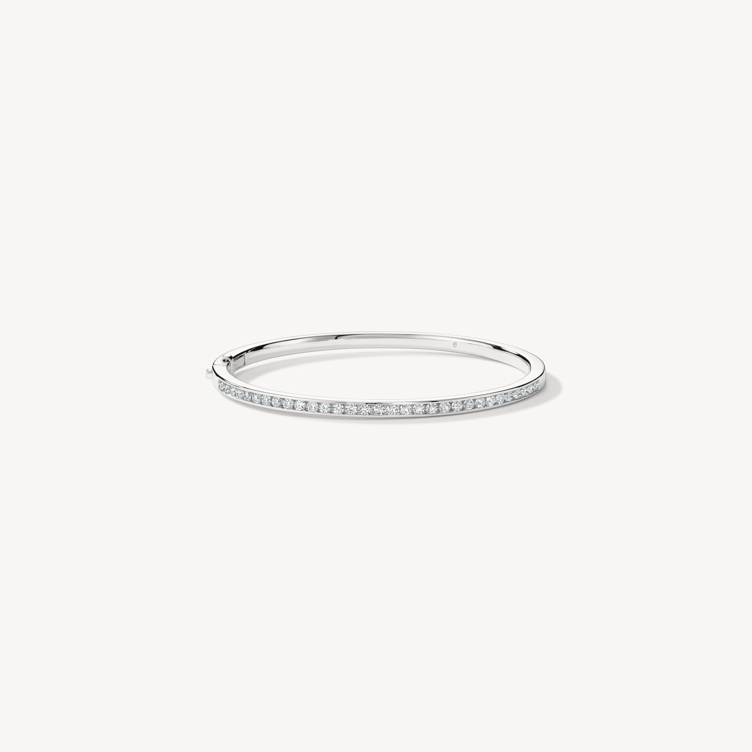 HOF Classic Channel Set Bangle, 18K White Gold, large