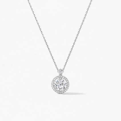 Joy Luxury 復古美鑽項鏈, 18K 白金, large