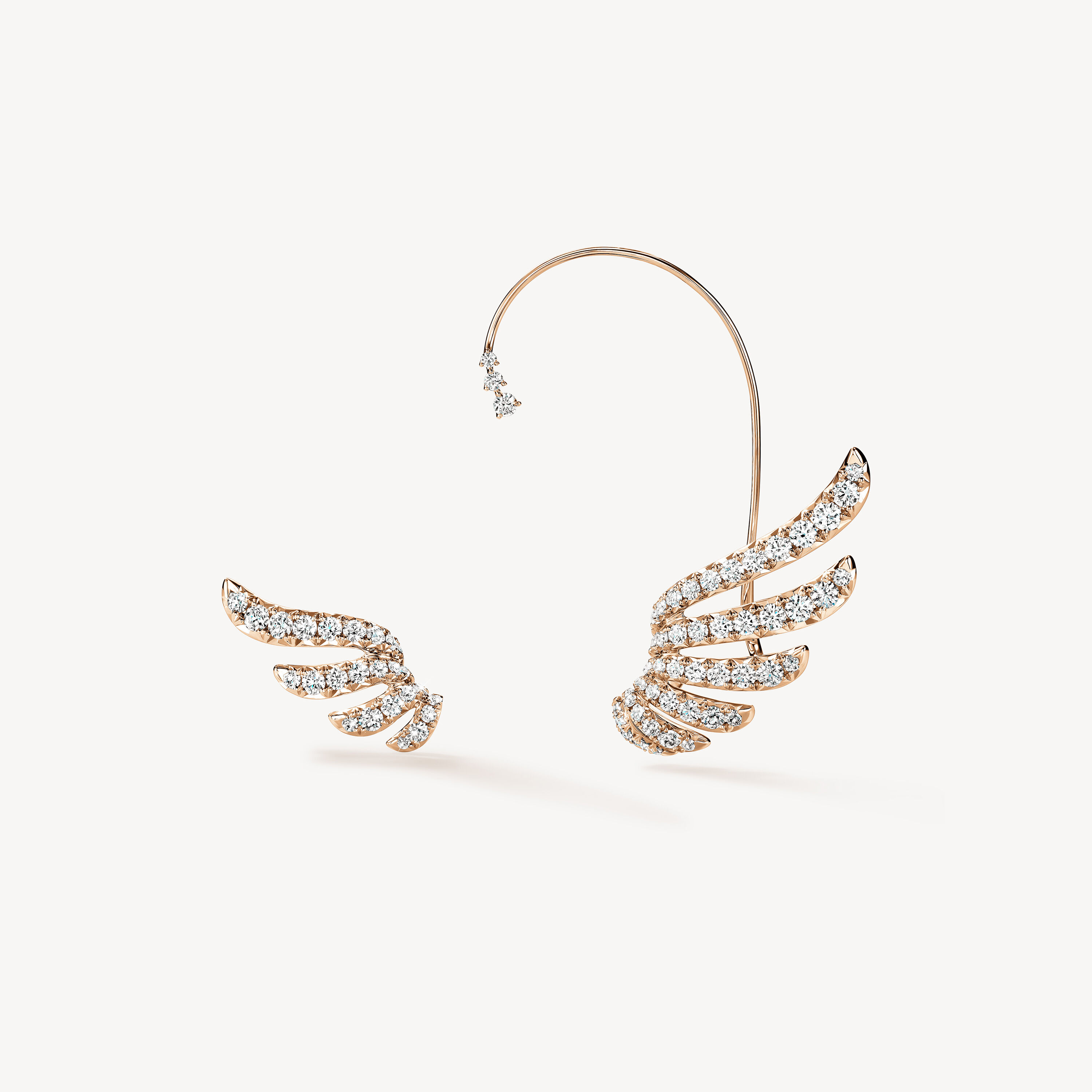 VELA  法式切割密鑲不對稱爬耳式耳環 , 18K 玫瑰金, large