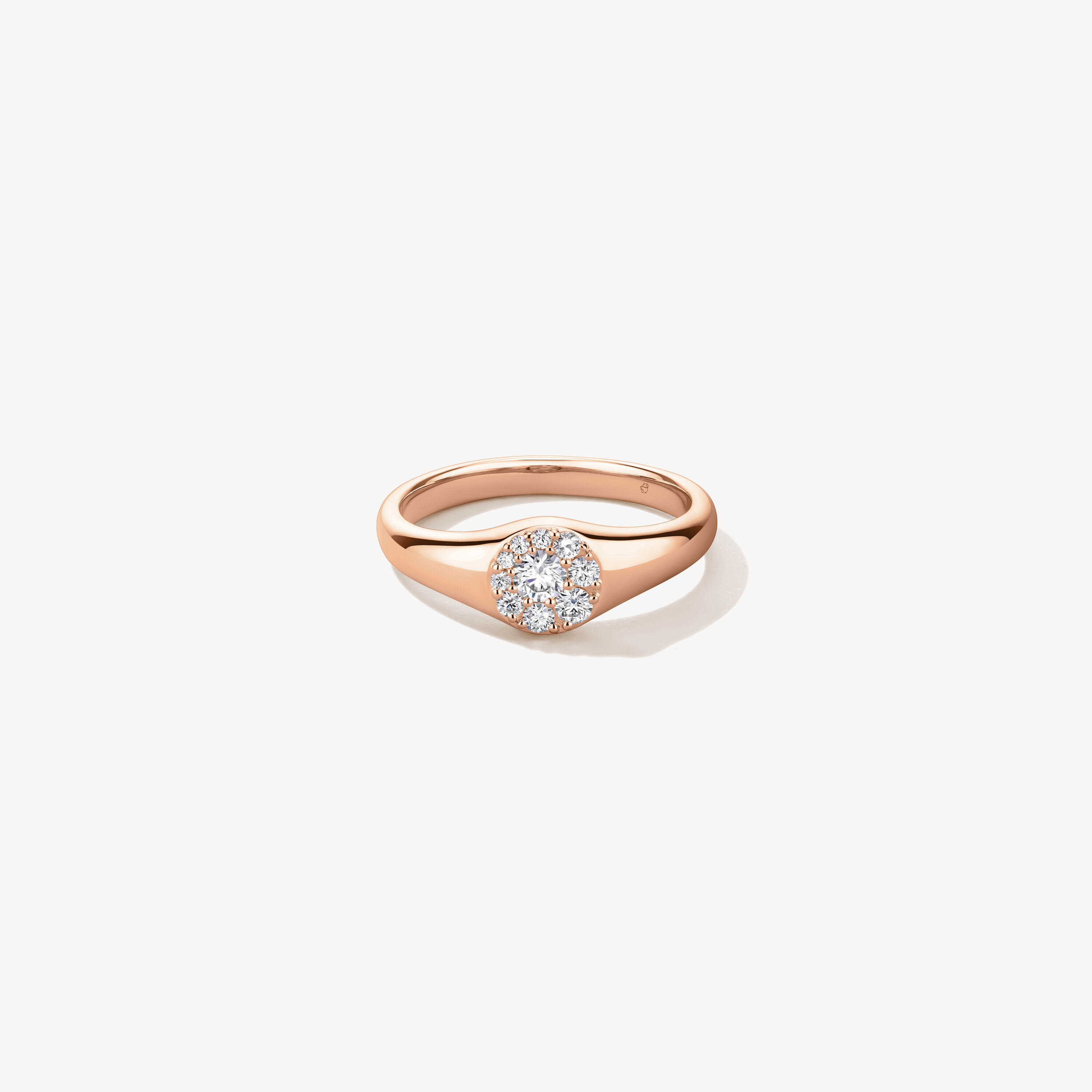 Tessa Circle  Signet 鑽石戒指, 18K 玫瑰金, large