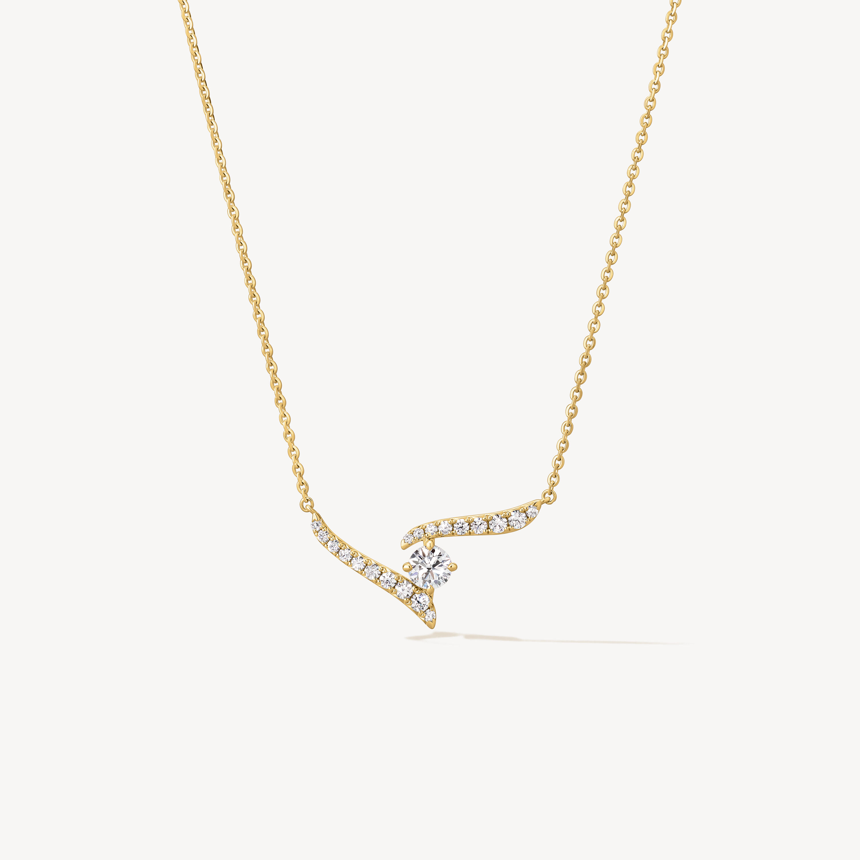 VELA Crossover Pendant Necklace, 18K Yellow Gold, large