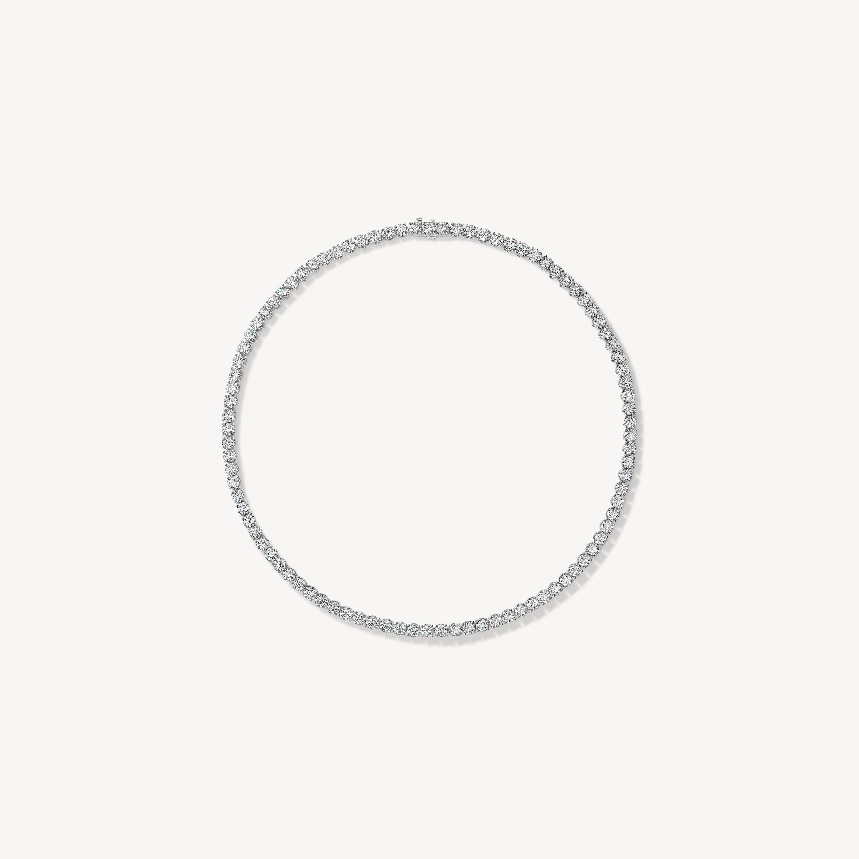 Basic 4-Prong Line Necklace, 18K White Gold, large