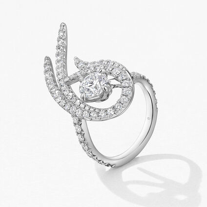 Vela Twisted Cocktail 鑽石戒指, 18K 白金, large