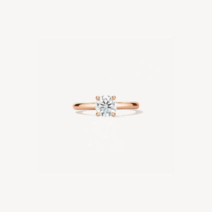 VELA Solitaire with Diamond Gallery 鑽石戒指, 18K 玫瑰金, large