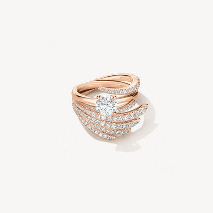 VELA Solitaire with Diamond Gallery 鑽石戒指, 18K 玫瑰金, large