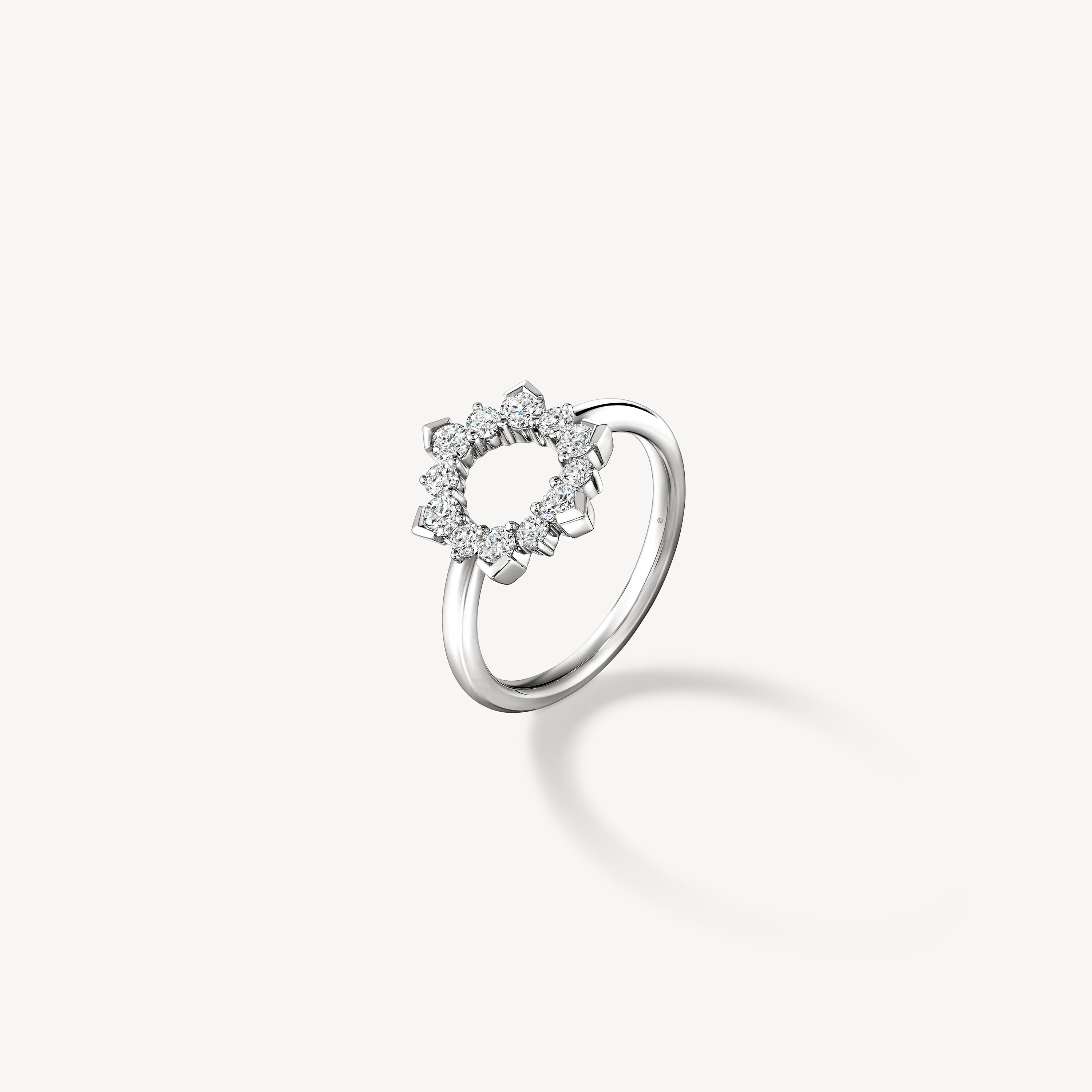 Aerial Open Sunburst Ring, 18K White Gold, large