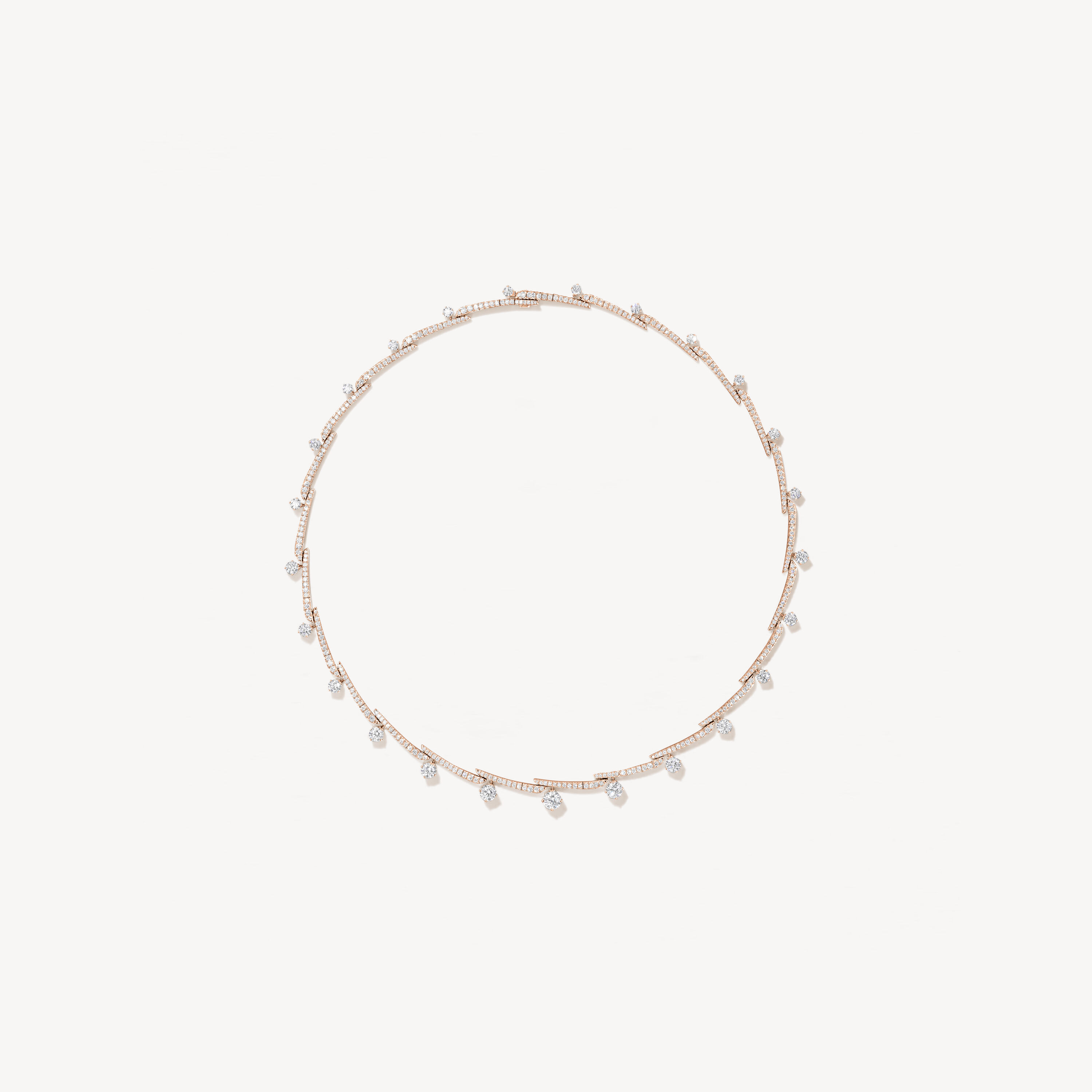 VELA Crossover French Cut Pav&eacute; 鑽石項鏈​, 18K 玫瑰金, large