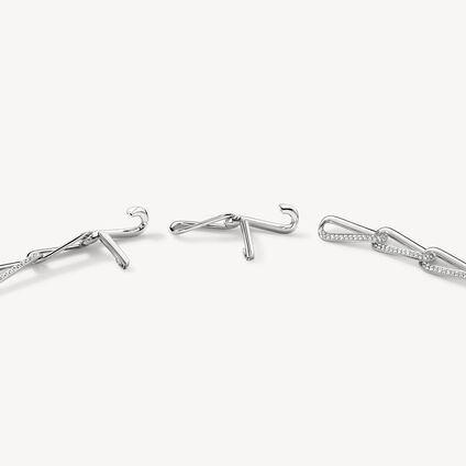 INSIDE/OUT Elongated Diamond Link Necklace, 18K White Gold, large