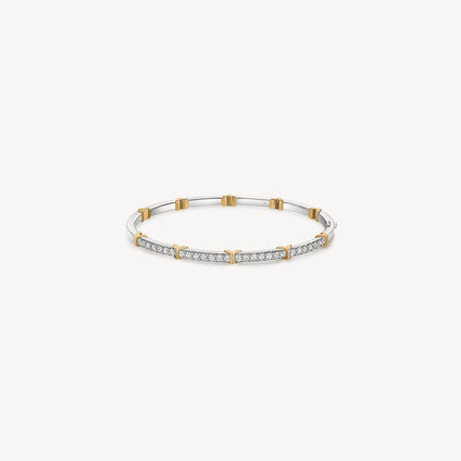 Copley Half Pav&eacute; Diamond Bangle, 18K White gold and Yellow Gold, large