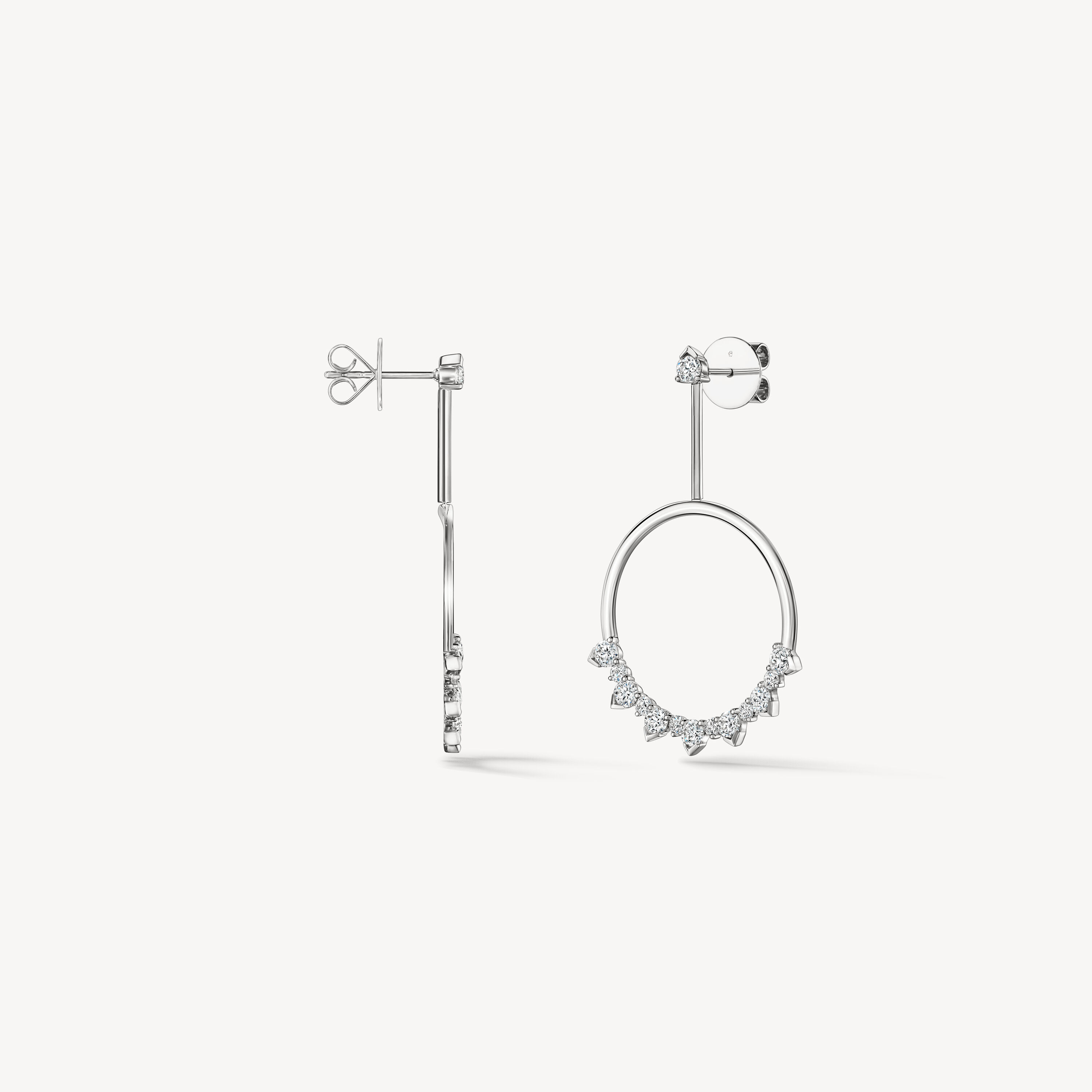 Aerial Sunrise Drop Earrings, 18K White Gold, large