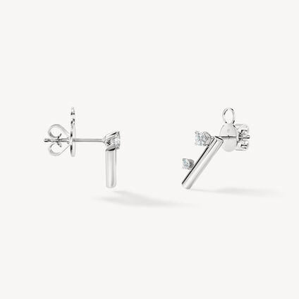 Barre Floating 鑽石耳廓耳環, 18K 白金, large
