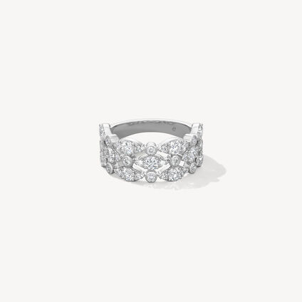 HOF Regal Bezel Triple鑽石戒指, 18K 白金, large