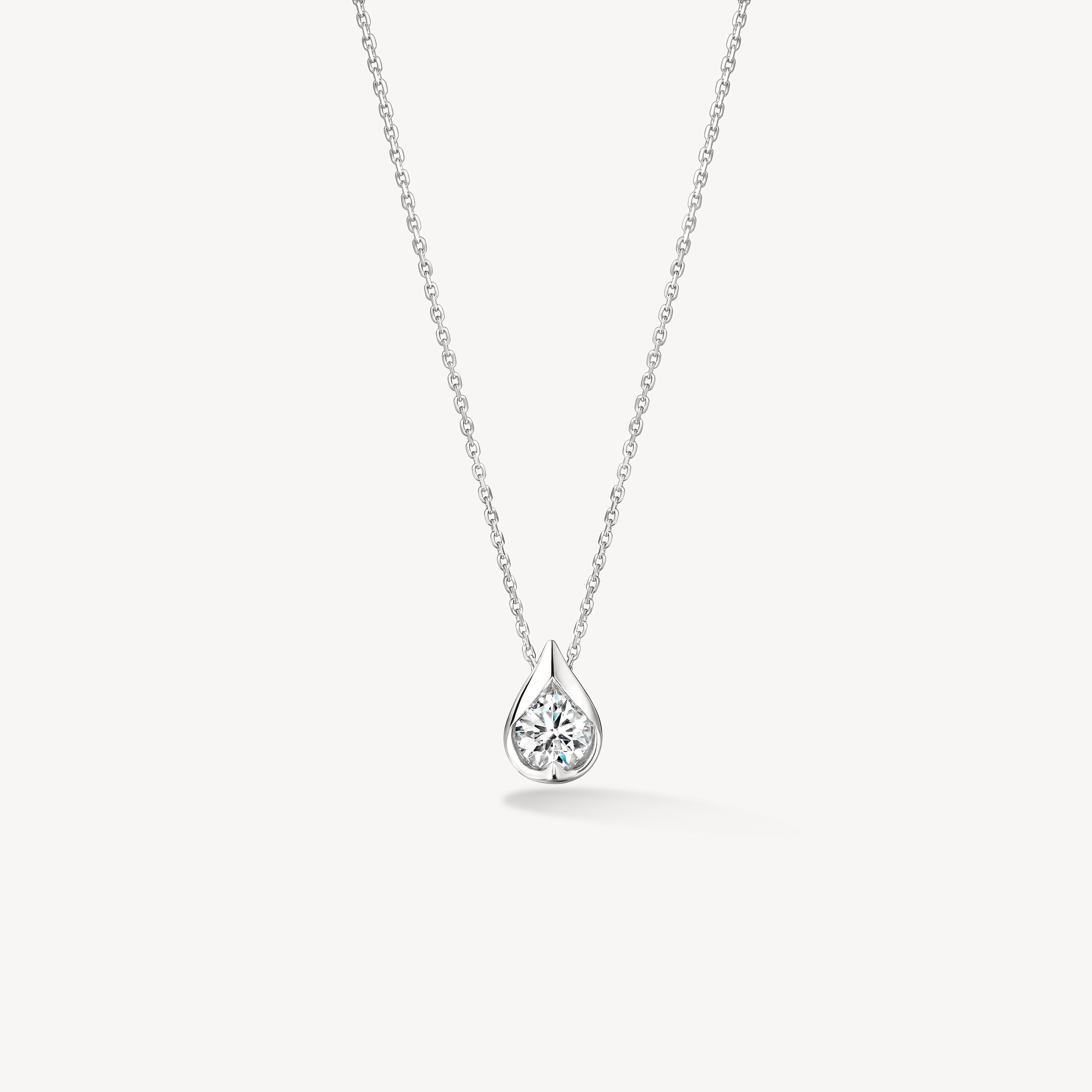 LU Single Diamond Pendant Necklace, 18K White Gold, large