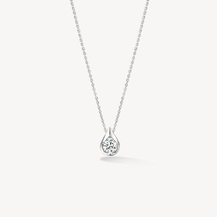 LU 鑽石項鏈, 18K 白金, large