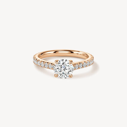 VELA Cathedral Solitaire Ring With Diamond Band, 18K Rose Gold, large