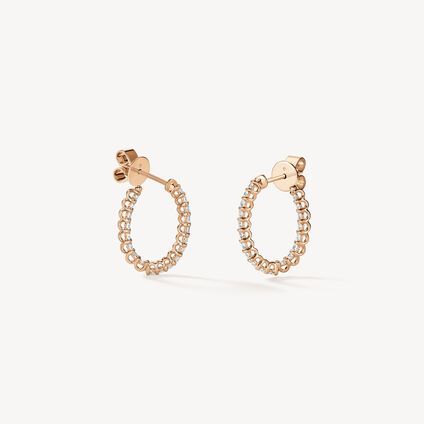 Signature Oval 鑽石耳環, 18K 玫瑰金, large