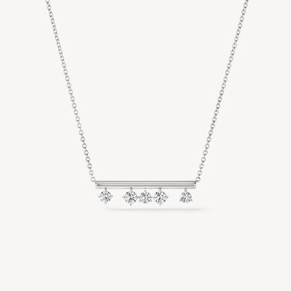 Barre Floating 密鑲鑽石項鍊, 18K 白金, large