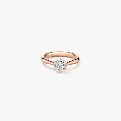 6 Heart-Prong Engagement Ring, 18K Rose Gold, large