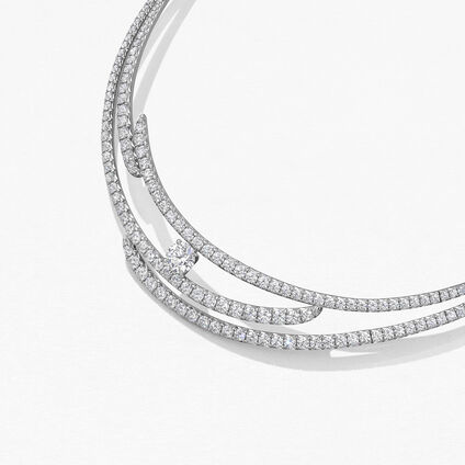 Vela 法式切割密镶鑽石項鏈​, 18K 白金, large