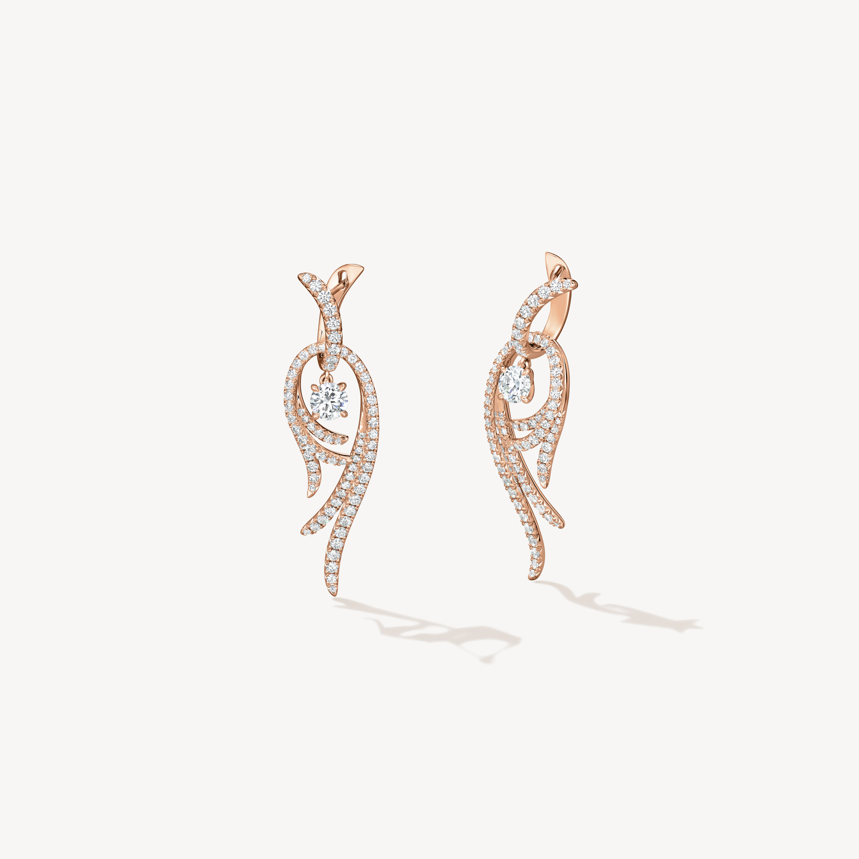 VELA Twisted Drop 鑽石耳環 (小), 18K 玫瑰金, large