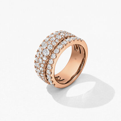 Grace Triple Row Small Domed戒指, 18K 玫瑰金, large