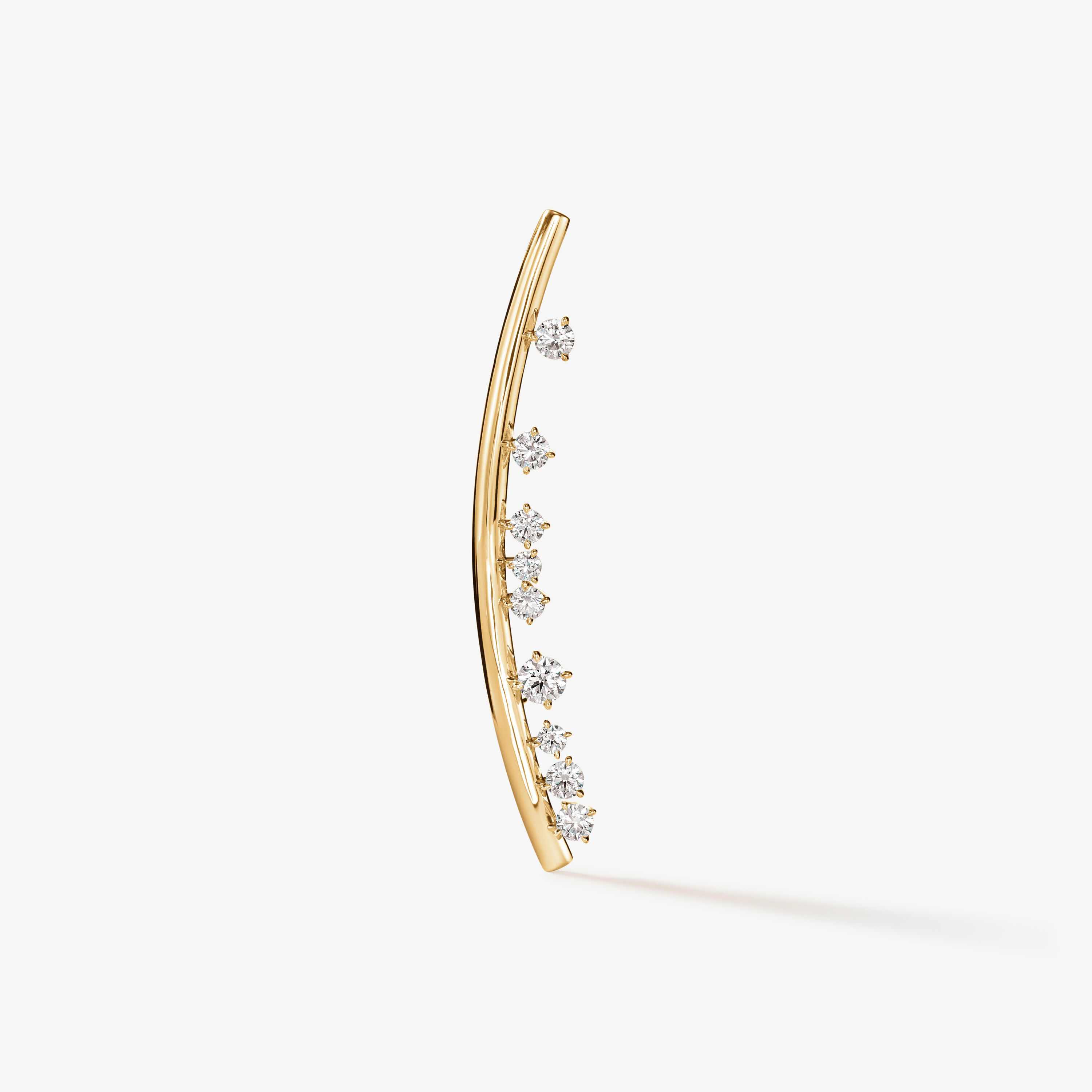 Barre Floating Diamond Brooch, 18K Yellow Gold, large