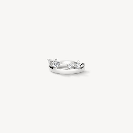 Barre Floating 鑽石耳夾, 18K 白金, large