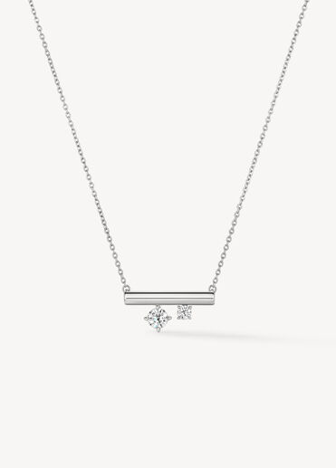 BARRE Floating 迷你鑽石項鏈, 18K 白金 BARRE Floating 迷你鑽石項鏈, 18K 白金, large