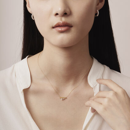 BARRE Floating 迷你鑽石項鏈, 18K 白金, large