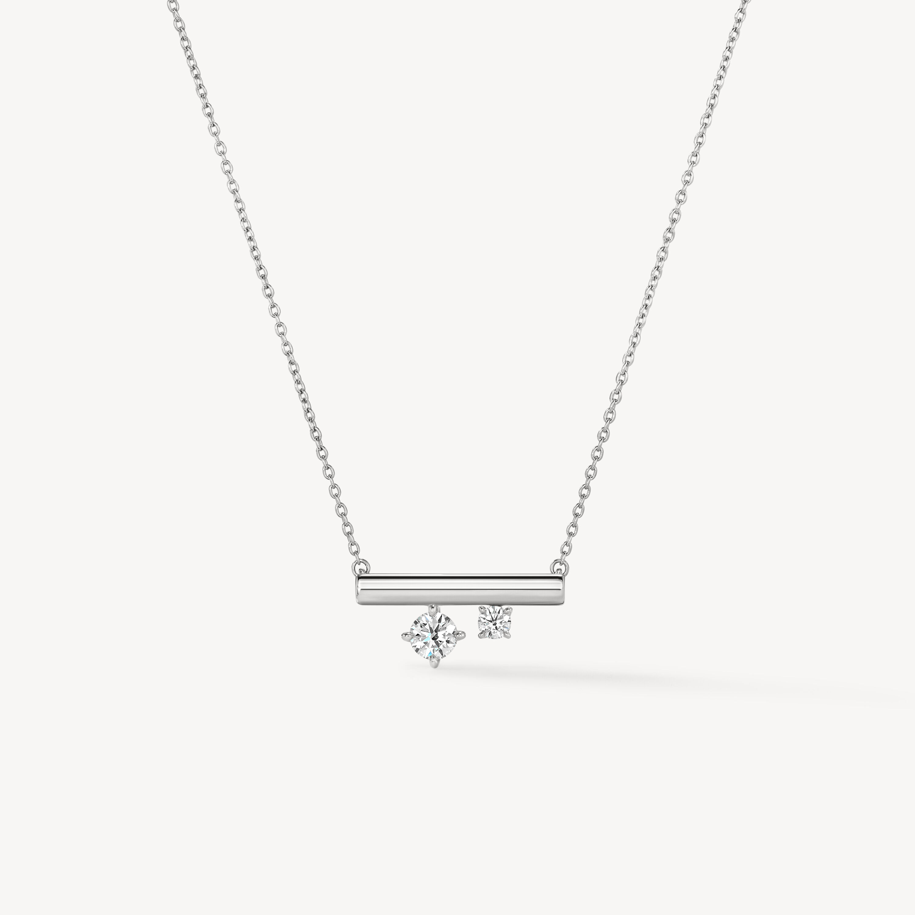 BARRE Floating 迷你鑽石項鏈, 18K 白金, large