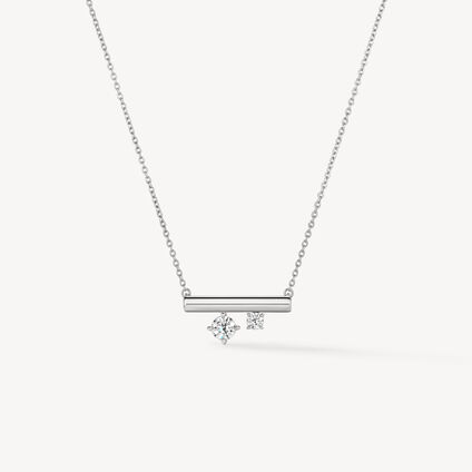 BARRE Floating 迷你鑽石項鏈, 18K 白金, large