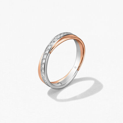 Embrace 結婚對戒, 鉑金和18K 玫瑰金, large
