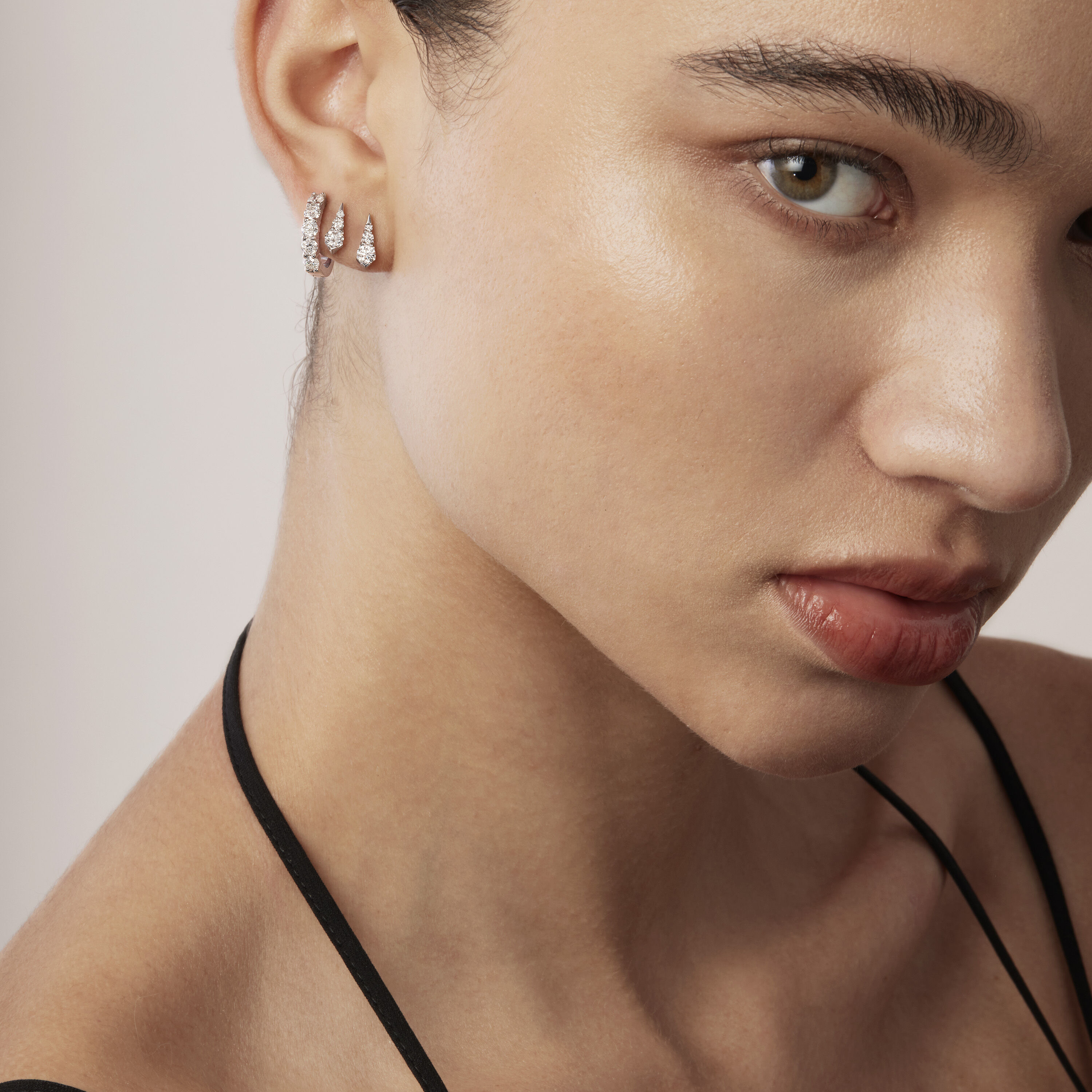 Triplicity 鑽石耳環, 18K 黄金, large