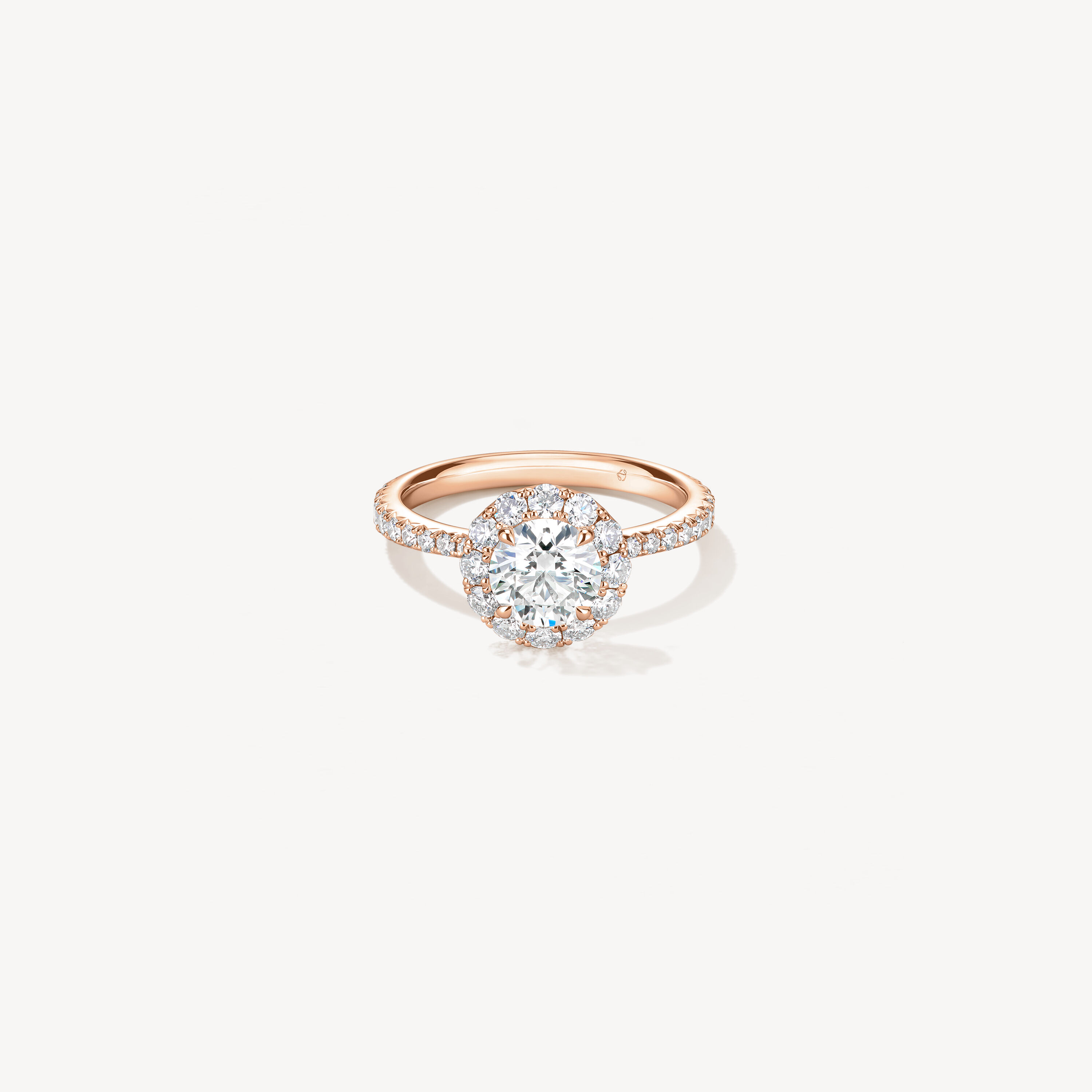 VELA Halo with Diamond Band 鑽石戒指　　, 18K 玫瑰金, large