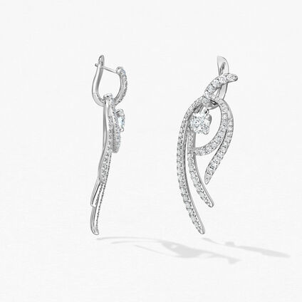 Vela Twisted Drop 鑽石耳環 (大)　, 18K 白金, large