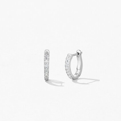 Graduated 鑽石耳環, 18K 白金, large