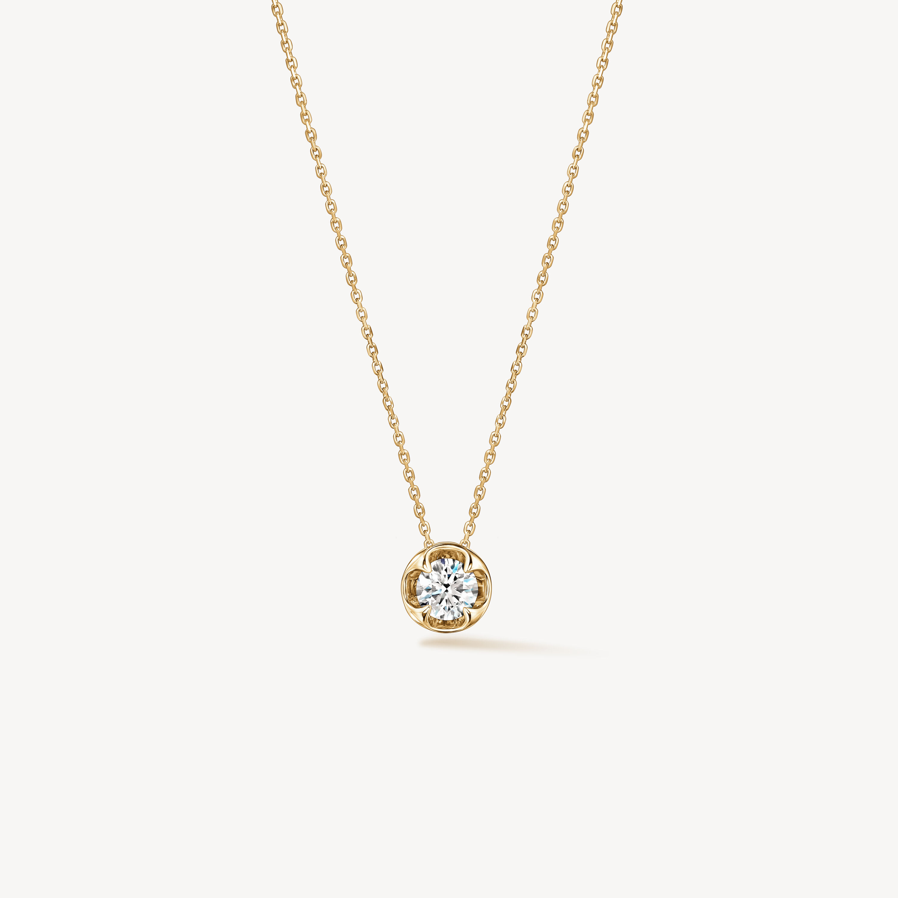 Whimsical Circle Single Diamond Pendant Necklace, 18K Yellow Gold, large